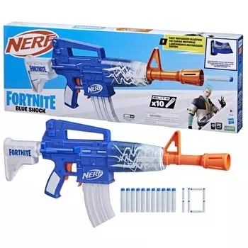 Hasbro Nerf Fortnite СИНИЙ 10 патронов 10 элитных эксклюзивный виртуальный предмет электрический для возраста 8 лет и оригинальный продукт ШОК, обойма, патроны, код, бластер, вверх,