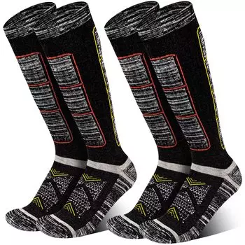 HASOME Snowboarding and Skiing Set of Winter Sports Socks L Yellow Set of Men s Socks, 2, Thick, Cold-Weather, Antibacterial, Odor-Resistant,