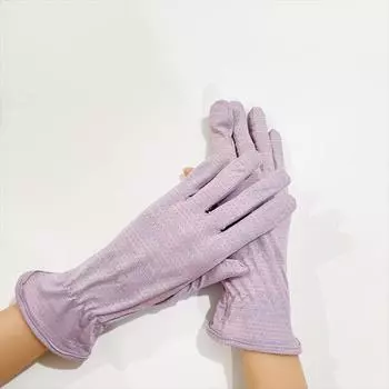 Haw Tree Weaving Sun Protection Gloves for Female Drivers UV Protection Driving Thin Non-Slip Riding Tram Sun Protection Sport Letter Short Purple One size