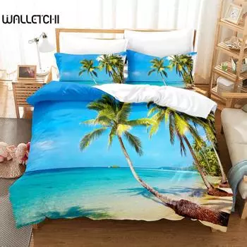 Hawaiian Coast Bedding Set Duvet Cover Set 3d Bedding Digital Printing Bed Linen Queen Size Bedding Set Fashion Design EU single(135x200cm)