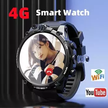 HD 2 + 16 ГБ/4 + 128 ГБ SIM WIFI 4G Android умные часы мужские Wi-Fi Интернет GPS часы двойная камера съемка видео для взрослых мобильная SIM-карта RAM 2GB ROM 16GB чёрный