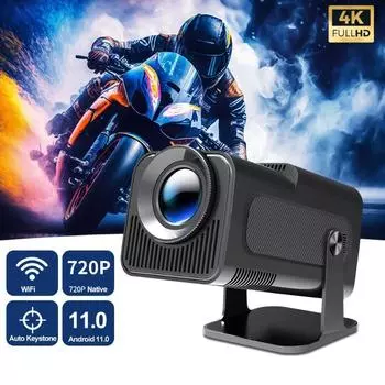 HD 720P Android-проектор 4K Native Dual Wi-Fi6 300 ANSI BT5.0 Портативный проектор для домашнего кинотеатра на открытом воздухе для телефона Обновленный HY300