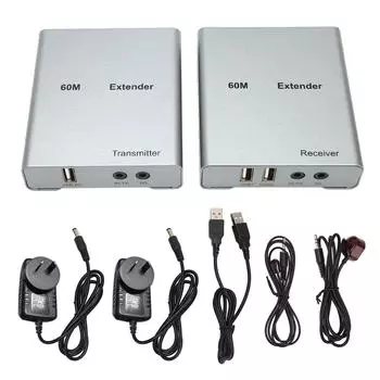 Интерфейс мультимедиа HD KVM USB удлинитель через Cat5e6 1080P HD видео удлинитель для мыши и AU PLUG