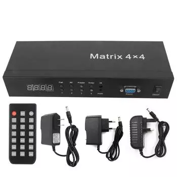 HD Multimedia Interface Switcher 4 in 4 Out 4k 30Hz Video Switcher with Remote Control 100240V EU EU Plug