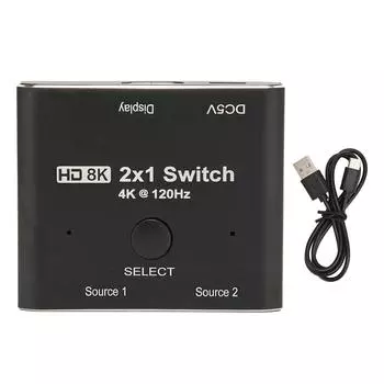HD Multimedia Interface Switcher Aluminium Alloy 2 Way 8K 48Gbps HD Multimedia Interface 2.1