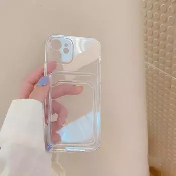 HD Transparent Phone Case For iPhone 15 14 13 11 12 Wallet Card Holder Thin Soft TPU Back Cover AVE 15PROMAX прозрачный
