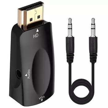 HDMI-совместимый кабель-адаптер VGA, преобразователь «папа-женщина» с разъемом 3,5 мм, аудио-видео 1080P для ПК, ноутбука и проектора белый