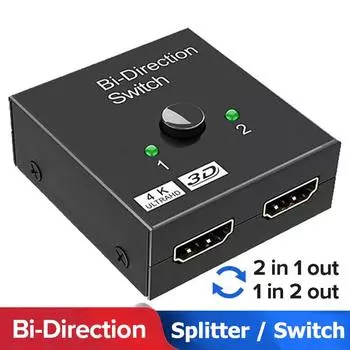 HDMI-совместимый коммутатор Bi-Direction 2.0 Splitter 1x2/2x1 адаптер 2 в 1 выход конвертер для PS4 Pro/4/3 TV Box 4K Switcher
