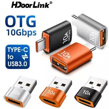 HdooLink 10A OTG адаптер Type-C «мама» на USB 3.0 «папа» конвертер OTG разъем адаптер для передачи данных адаптер для быстрой зарядки для iPhone 15 USB A TO TYPE-C чёрный