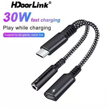 HdooLink 2 в 1 USB C до 3,5 мм адаптер для наушников Type C зарядный аудио Aux адаптер для Ipad Pro Samsung S20 Ultra Note 20 10 Huawei Only 3.5mm Port