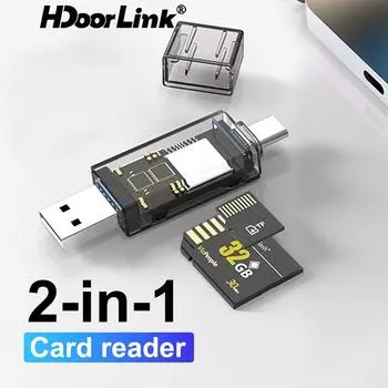 HdooLink OTG Card Reader USB-SD Micro SD TF Адаптер для карт памяти для ПК Аксессуары для ноутбуков Мульти-считыватель смарт-карт Прозрачный прозрачный