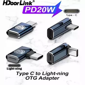 HdooLink USB C To Lightning PD20W Конвертер быстрой зарядки Тип C Женский адаптер Lightning Male для iPhone iPad IOS Разъем USB C style A