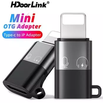 HdooLink USB Type C к Lightning OTG адаптер для iPhone 15 14 13 12 11 беспроводной микрофон OTG адаптер 2A быстрая зарядка кабель для передачи данных конвертер чёрный