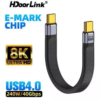 HdoorLink 240 Вт, 5 А, USB C-Type C, кабель FPC USB 4,0, 40 Гбит/с, Thunderbolt 4, SSD-кабель для синхронизации данных, 8K, 60 Гц, адаптер для быстрой зарядки для MacBook Power Bank