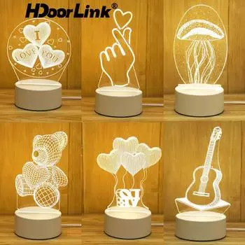 HdoorLink 3D ночник настольный ночник для мальчиков и девочек праздничный подарок на день святого валентина свадьба декоративная спальня прикроватная настольная лампа подарок Guitar