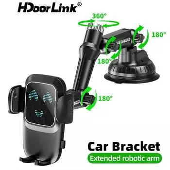 HdoorLink Автомобильный держатель для телефона Sucker, универсальный, вращающийся на 360°, кронштейн для крепления мобильного телефона на лобовое стекло автомобиля, для iPhone, Samsung чёрный