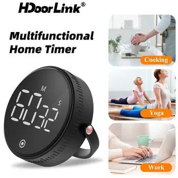 HdoorLink Светодиодный цифровой таймер для приготовления пищи с USB-зарядкой, магнитный, с напоминанием о времени приготовления, 3 уровня громкости, задний кронштейн, кухонные принадлежности чёрный