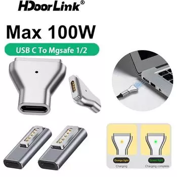 HdoorLink Тип C Магнитный USB-адаптер PD Разъем для Type-C «мама» в Magsafe 1/2 USB C «мама» с магнитной вилкой-конвертером для MacBook Air/Pro