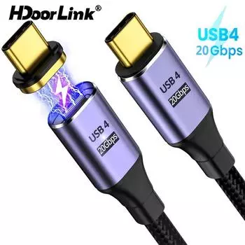 Кабель передачи данных HdoorLink USB4.0 20 Гбит/с USB C to Type C Thunderbolt 3 8K@60 Гц Кабель передачи данных PD 100 Вт 5A Кабель для быстрой зарядки для Macbook Pro Air Xiaomi Samsung