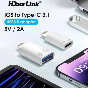 HdoorLink USB C To Lightning OTG USB-адаптер для iPhone Lightning To Type C 3,1 USB 3,0 разъем для ipad iPhone адаптер для наушников Lightning TO USB-C 3.1 OTG Adapter белый