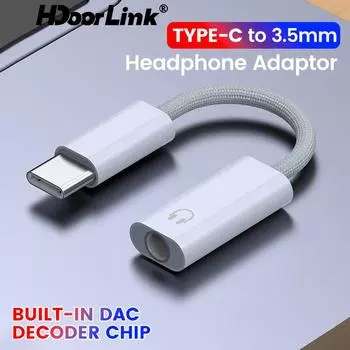 HdoorLink USB Type C 3,5-разъемный адаптер для наушников USB C до 3,5 мм, аудиоадаптер для наушников AUX, кабель-адаптер для iphone 15, Huawei, Xiaomi белый
