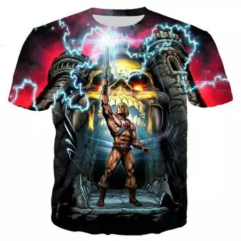 Футболки He Man And The Masters of The Universe с 3D-принтом в стиле аниме для мужчин и женщин, модные футболки больших размеров для детей, топы 3XL красный