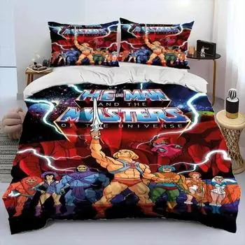 He Man The Masters Of The Universe Комплект постельного белья для мальчиков и девочек, двуспальный, пододеяльник, наволочка, кровать для детей и взрослых EU Single 135x200cm