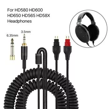 Headphone Cable for HD580 HD600 HD650 HD565 HD58X Earphone Cord with 6.35mm Adapter Enhanced Performances PVC Wire