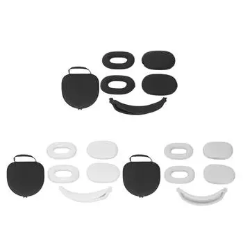 Headphone Case with Ear Pad Case Cover Ear Cup Cover Headband Cover Mesh Pocket Portable EVA Hard He White