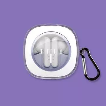 Headset Storage Box Cartoon Creative Silicone Drop-Resistant Graffiti Dustproof Earphone Case Male and Female Trendy Brand Fun Ins Style New Arrival Transparent + Hook