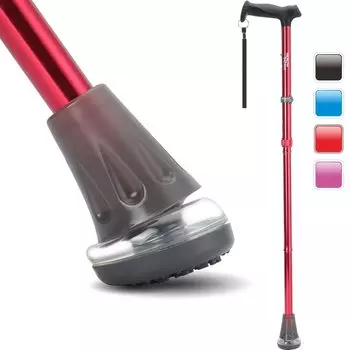 HEALTHBAZAAR All Terrain Cane Folding Cane Cane for Men and Women Cane for Lightweight with Storage Bag Gift for Respect for the Aged Day - - - красный