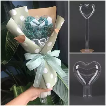 Heart Shape Transparent Bobo Ball Rose Flower Packaging Birthday Wedding Decoration Bouquet Supplies Wedding Gift Party Decor as picture