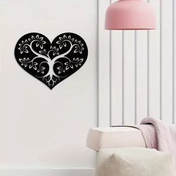 Heart-Shaped Tree of Life Metal Wall Sculpture – Elegant Decorative Art for Living Room & Bedroom, Stylish Metal Wall Hanging светло-серый