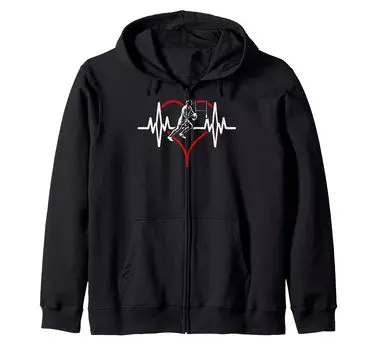 Heartbeat Регби Игрок Спортивный Болельщик Подарок Мальчикам Девочкам Толстовка С Капюшоном На Молнии