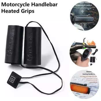 Heated Motorcycle Handlebar Grips Fast Heating 6 Gear Adjustable Anti Slip Handlebar Warmer Sleeves Waterproof Hot Grip Handle чёрный