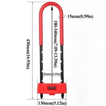 Heavy Duty Combination Lock Long Shackle Safety Padlock Scooter Passwords Lock Gym Lockers