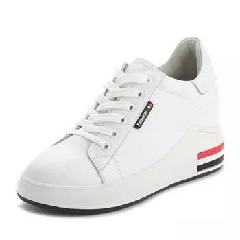 Height-enhancing Women s Casual Shoes Genuine Leather Women Sports Shoes Hot Sell Comfortable Warm Women Casual Shoes for Winter 34 белый