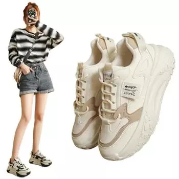 Height Increasing 5CM Sole Women Outdoor Golf Shoes Black White Girls Daily Casual Golfing Sneakers 35 бежевый