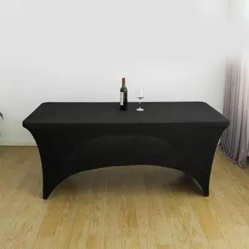 Height Stretch Rectangular Tablecloth Cocktail Table Cover Spandex Table Cloth X3UC 4FT чёрный