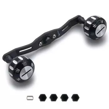 HEIGHTEN 130mm Reel Handle Thickness 4mm 1.5K Charcoal Cloth Carbon Equipped with 35mm Knob for Baitcasting Reel Hammer Series 130mm, Black&Silver 380