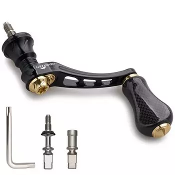 HEIGHTEN 45-50mm Variable Reel Handle with 22mm Aluminum Knob / 20mm Carbon Knob Equipped with Carbon Knob - Gold 953