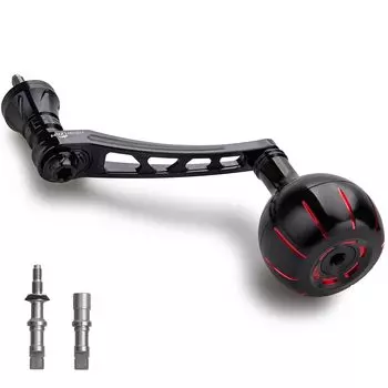 HEIGHTEN 65-70mm variable reel handle with 35/38mm knob for Shimano Daiwa general purpose spinning reel Chrysant Series with 38mm knob Red & Black 898