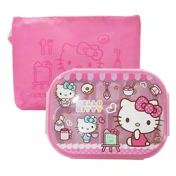 Hello Kitty детский ланч-бокс из нержавеющей стали + набор сумок, розовый, 1 комплект, тарелка + крышка + сумка, популярные корейские товары для родителей