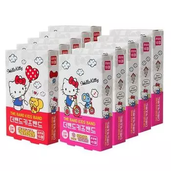 Hello Kitty The Band Artex одноразовая детская повязка стандартная 16 шт. + смешанная 16 шт., стандартная (19 х 7..., 10 шт.), популярный персонаж в Корее