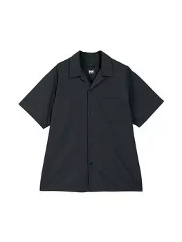 Helly Hansen HH42541 Short Sleeve Basque Medium Shirt, Water-Repellent, UV-Resistant, Button-Down, Unisex, Black, чёрный