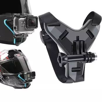 Helmet Strap Mount For Gopro Hero 13 12 11 10 9 8 7 6 5 4 Motorcycle Yi Action Sports Camera Mount Full Face Holder Accessories чёрный