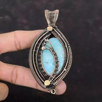 Hemimorphite Pendant Copper Wire Wrapped Jewelry Genuine Gemstone Pendant Handmade Wire Pendant Copper Pendant For Gift Wire Wrapped Pendant