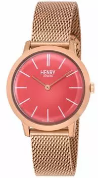 [Henry London] Часы ICONIC Pink Dial Stainless Steel Mineral Glass Quartz 34MM London Watch HL34-M-0272 Womens Black [Товар]