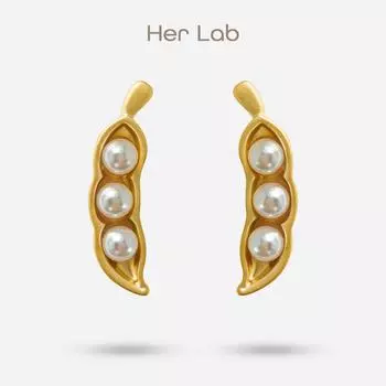 Her Lab | Креативные золотые серьги-горошки | изысканные жемчужные гвоздики | женские аксессуары | лучший подарок | набор шкатулок для украшений