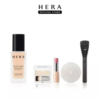 Hera Стойкая основа Silky Stay 24H + набор инструментов + пудра + мини-губная помада, 21N1, 1 шт.